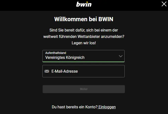 Registrierung im BWIN CASINO
